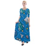 About-space-seamless-pattern Half Sleeves Maxi Dress