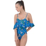 About-space-seamless-pattern Drape Piece Swimsuit