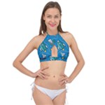 About-space-seamless-pattern Cross Front Halter Bikini Top