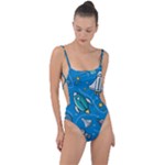 About-space-seamless-pattern Tie Strap One Piece Swimsuit