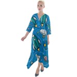 About-space-seamless-pattern Quarter Sleeve Wrap Front Maxi Dress