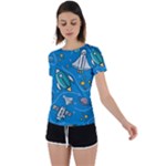 About-space-seamless-pattern Back Circle Cutout Sports Tee