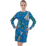 About-space-seamless-pattern Long Sleeve Hoodie Dress