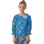 About-space-seamless-pattern Kids  Cuff Sleeve Top