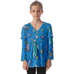 About-space-seamless-pattern Kids  V Neck Casual Top