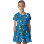 About-space-seamless-pattern Kids  Short Sleeve Pinafore Style Dress