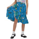 About-space-seamless-pattern Kids  Ruffle Flared Wrap Midi Skirt