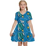 About-space-seamless-pattern Kids  Short Sleeve Tiered Mini Dress