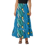 About-space-seamless-pattern Tiered Ruffle Maxi Skirt