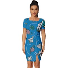 Fitted Knot Split End Bodycon Dress 