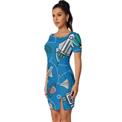 Fitted Knot Split End Bodycon Dress 