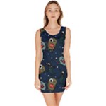 Monster-alien-pattern-seamless-background Bodycon Dress