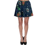 Monster-alien-pattern-seamless-background Skater Skirt