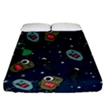 Monster-alien-pattern-seamless-background Fitted Sheet (Queen Size)