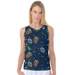 Monster-alien-pattern-seamless-background Women s Basketball Tank Top