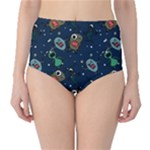 Monster-alien-pattern-seamless-background Classic High-Waist Bikini Bottoms