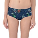 Monster-alien-pattern-seamless-background Mid-Waist Bikini Bottoms