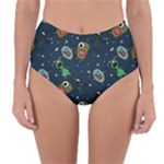 Monster-alien-pattern-seamless-background Reversible High-Waist Bikini Bottoms