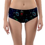 Monster-alien-pattern-seamless-background Reversible Mid-Waist Bikini Bottoms