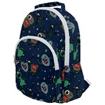 Monster-alien-pattern-seamless-background Rounded Multi Pocket Backpack