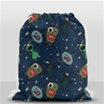 Monster-alien-pattern-seamless-background Drawstring Bag (Small)