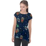 Monster-alien-pattern-seamless-background Cap Sleeve High Low Top