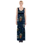 Monster-alien-pattern-seamless-background Thigh Split Maxi Dress