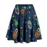 Monster-alien-pattern-seamless-background High Waist Skirt