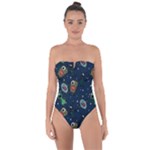 Monster-alien-pattern-seamless-background Tie Back One Piece Swimsuit