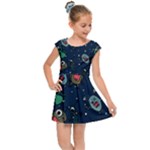 Monster-alien-pattern-seamless-background Kids  Cap Sleeve Dress