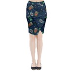 Monster-alien-pattern-seamless-background Midi Wrap Pencil Skirt