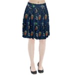 Monster-alien-pattern-seamless-background Pleated Skirt