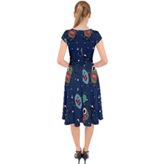 Cap Sleeve Front Wrap Midi Dress 
