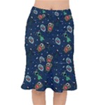 Monster-alien-pattern-seamless-background Short Mermaid Skirt