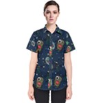 Monster-alien-pattern-seamless-background Women s Short Sleeve Shirt