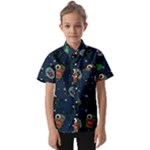 Monster-alien-pattern-seamless-background Kids  Short Sleeve Shirt