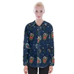 Monster-alien-pattern-seamless-background Womens Long Sleeve Shirt