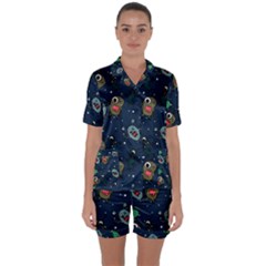 Satin Short Sleeve Pajamas Set 