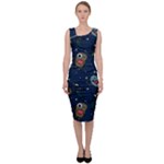 Monster-alien-pattern-seamless-background Sleeveless Pencil Dress