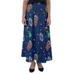 Monster-alien-pattern-seamless-background Flared Maxi Skirt