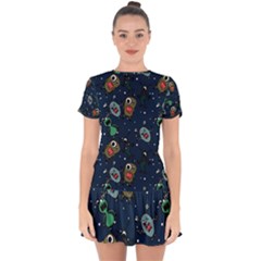 Drop Hem Mini Chiffon Dress 