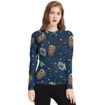 Monster-alien-pattern-seamless-background Women s Long Sleeve Rash Guard