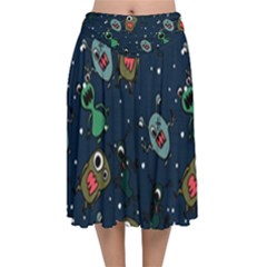 Velvet Flared Midi Skirt 