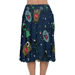 Velvet Flared Midi Skirt 