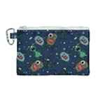 Monster-alien-pattern-seamless-background Canvas Cosmetic Bag (Medium)