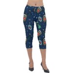 Monster-alien-pattern-seamless-background Lightweight Velour Capri Leggings 