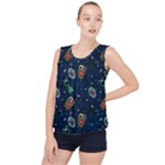 Monster-alien-pattern-seamless-background Bubble Hem Chiffon Tank Top