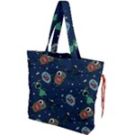 Monster-alien-pattern-seamless-background Drawstring Tote Bag