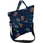 Monster-alien-pattern-seamless-background Fold Over Handle Tote Bag