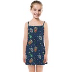 Monster-alien-pattern-seamless-background Kids  Summer Sun Dress